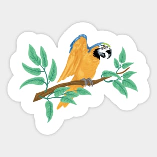 Parrot on a Branch Sticker